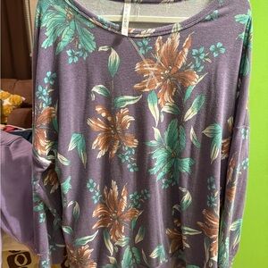 Women's Purple Floral Scoop Neck Tunic Top